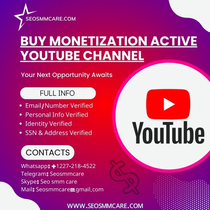 Buy Monetization Active Youtube Channel