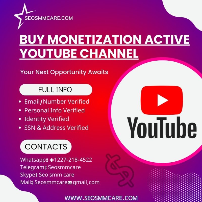 Buy Monetization Active Youtube Channel